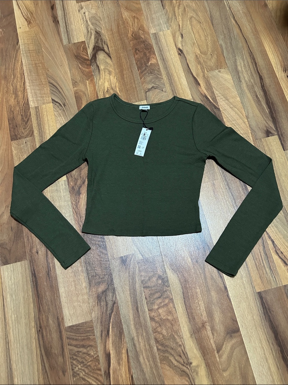 Garage Olive Green Long Sleeve Crop Top